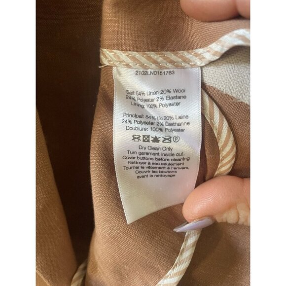 VERONICA BEARD Nisha Linen Jacket Blazer Latte with Pearl Buttons Size 0/2/4 - Picture 7 of 11